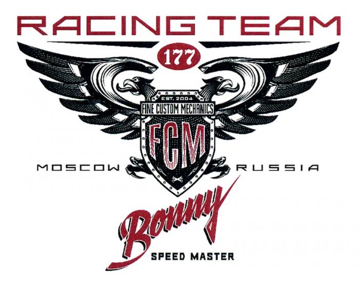 RACING TEAM 177 FINE CUSTOM MECHANICS FCM MOSCOW RUSSIA BONNY SPEED MASTER EST. 2004 BONNY