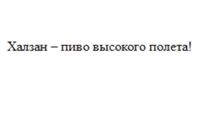 ХАЛЗАН - ПИВО ВЫСОКОГО ПОЛЕТАПОЛЕТА