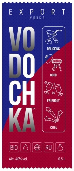 VODOCHKA EXPORT VODKA DELICIOUS GOOD FRIENDLY COOL BIO RURU