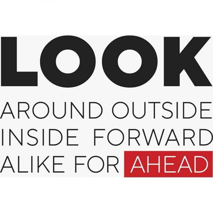 LOOK AROUND OUTSIDE INSIDE FORWARD ALIKE FOR AHEADAHEAD