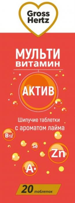 GROSS HERTZ МУЛЬТИ ВИТАМИН АКТИВ ШИПУЧИЕ ТАБЛЕТКИ С АРОМАТОМ ЛАЙМАЛАЙМА