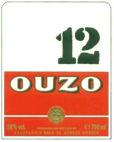 12 OUZO KALOYANNIS BROS SA ATHENS GREECE АДЕЛФОI N.КАЛОГIANNИ КАЛОГIANNИ