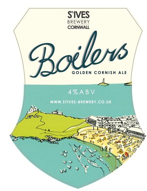 ST. IVES BREWERY CORNWALL Boilers Golden Cornish Ale 4% ABV WWW.STIVES-BREWERY.CO.UK