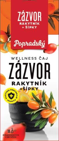 Popradský WELLNESS ČAJ ZÁZVOR RAKYTNÍK + ŠÍPKY RAKYTNÍK PODPORUJE IMUNITU 18 PYRAMÍDOVÝCH VRECÚŠOK