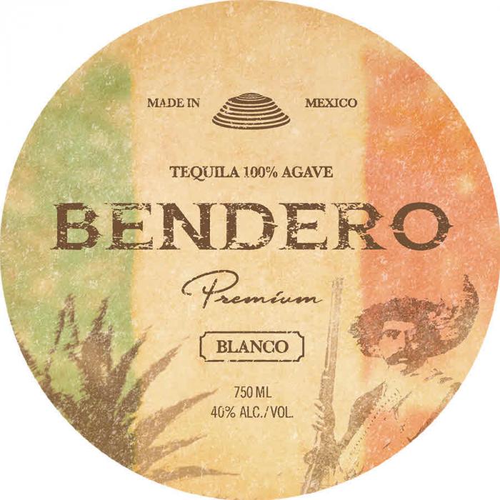 MADE IN MEXICO TEQUILA 100% AGAVE BENDERO PREMIUM BLANCO 750 ML 40% ALC./VOL.