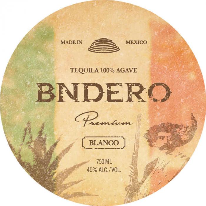 MADE IN MEXICO TEQUILA 100% AGAVE BNDERO PREMIUM BLANCO 750 ML 40% ALC./VOL.