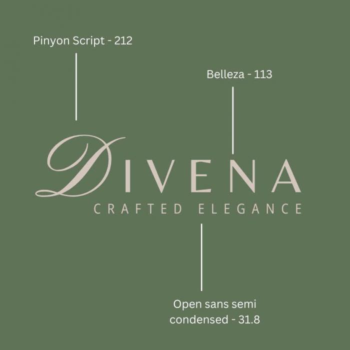 DIVENA CRAFTED ELEGANCE Pinyon Script-212 Belleza-113 Open sans semi condensed- 31.8