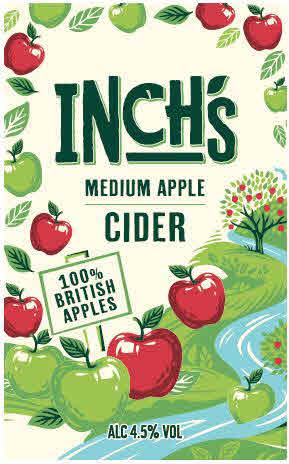 INCH'S MEDIUM APPLE CIDER 100% BRITISH APPLES ALC 4.5% VOL