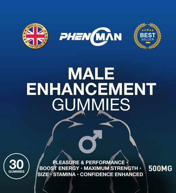 PHENOMAN MALE ENHANCEMENT GUMMIES 30 GUMMIES PLEASURE & PERFORMANCE BOOST ENERGY . MAXIMUM STRENGTH . 500MG GUMMIES SIZE . STAMINA . CONFIDENCE ENHANCED