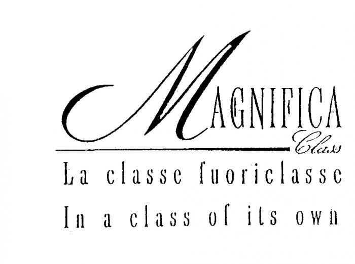 MAGNIFICA Class La classe fuoriclasse In a class of its own