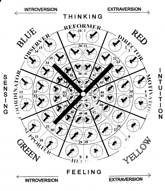 INTOVERSION EXTRAVERSION THINKING SENSING INTUITION FEELING BLUE RED GREEN YELLOW REFORMER DIRECTOR MOTIVATOR INSPIRER HELPER SUPPORTER COORDINATOR OBSERVER INTROVERSION EXTRAVERSION