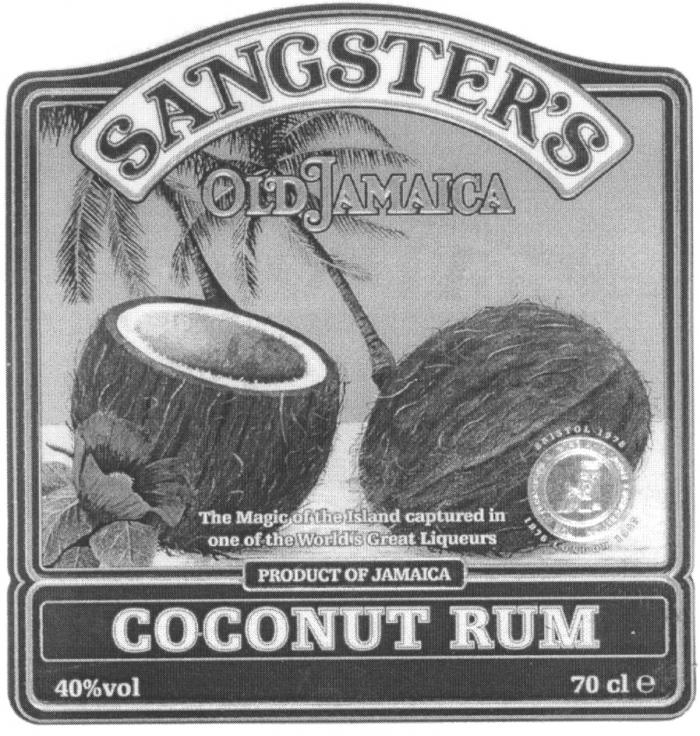 SANGSTER'S OLD JAMAICA COCONUT RUM The magic of the Island captured in one of the World's great liqueurs, product of Jamaica, 40%vol 70cle