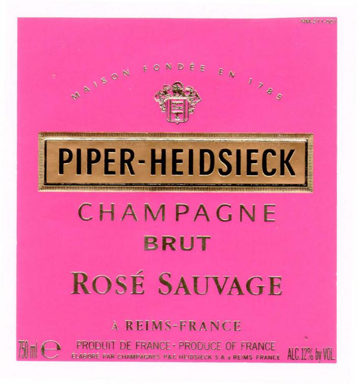 PIPER-HEIDSIECK CHAMPAGNE BRUT ROSÉ SAUVAGE MAISON FONDÉE EN 1785