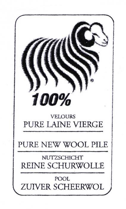 100% VELOURS PURE LAINE VIERGE PURE NEW WOOL PILE NUTZSCHICHT REINE SCHURWOLLE POOL ZUIVER SCHEERWOL