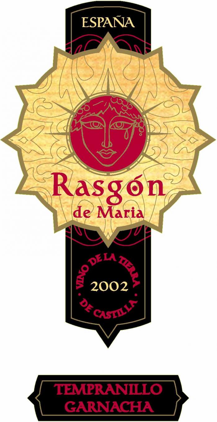 ESPAÑA Rasgón de Maria VINO DE LA TIERRA DE CASTILLA 2002 TEMPRANILLO GARNACHA