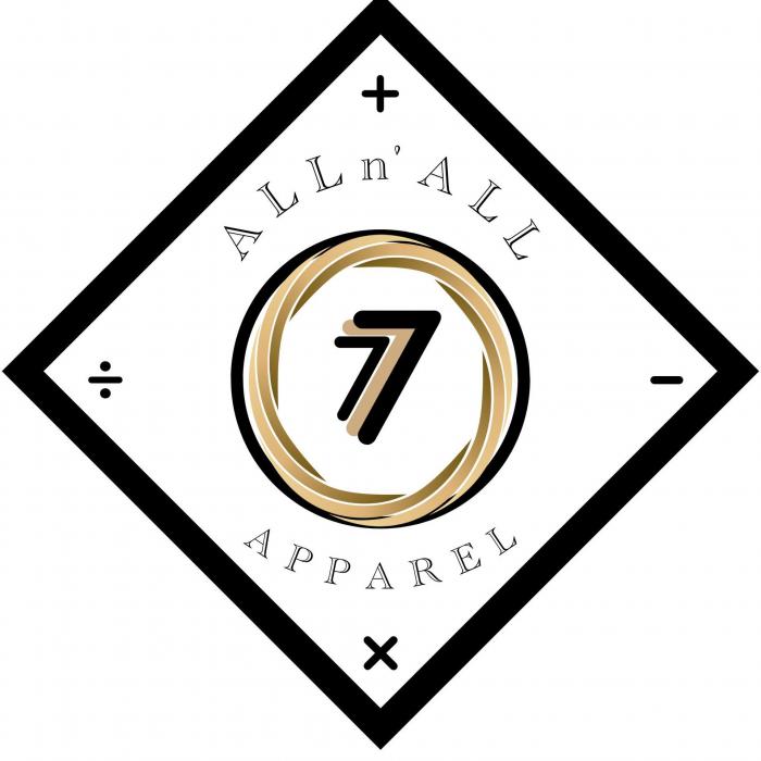 ALL N' ALL APPAREL. 777 X + - DIVISION SIGN